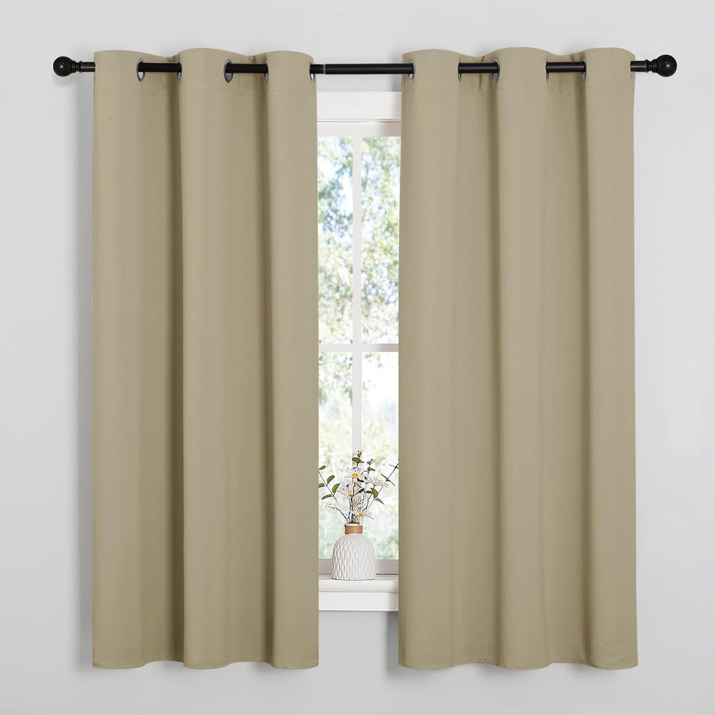 NICETOWN Thermal Insulated Grommet Curtains - Room Darkening Drapes for Bedroom | Cocoa Eggnog, 2 Panels, 42x63 Inches