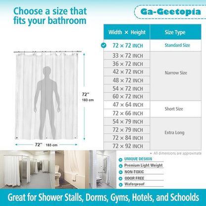 Ga-Geetopia Thin 3D EVA Shower Curtain Liner Water Cube, 72x72 Premium Light Weight Clear Plastic Bathroom Shower Curtain with Rustproof Metal Grommets 3 Magnets for Shower Stall, Bathtubs(No Hooks)