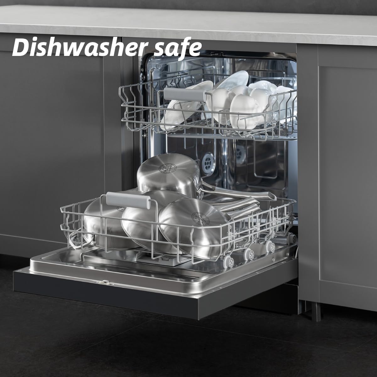 VocVoi 6-Quart Stainless Steel Saute Pan with Lid, 12-Inch Skillet, Dishwasher & Oven Safe, Works on All Cooktops