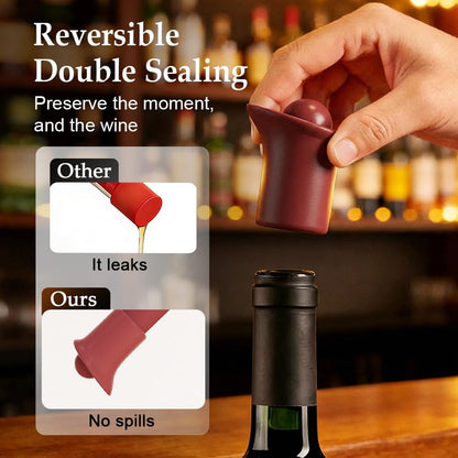 Silicone Wine Stopper for Wine Bottles, 2026 New Seal Bottle Cover Caps to Keep Wine Fresh, Upgrade Glass Bottle Sealer Covers Wine Stoppers for Home Use Cover Wine Bottle Caps (Red)