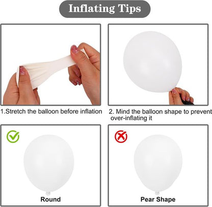 APLANET White Latex Balloons - 150pcs in Various Sizes for Birthday, Wedding, and Baby Shower Decor
