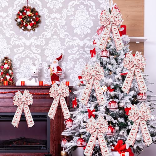 Christmas Glitter Wired Edge Ribbon Snowman Snowflake Candy Set - 4 Rolls, 24 Yards