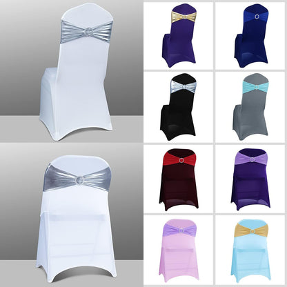 Babenest Spandex Chair Sashes - 30PCS Premium Stretch Covers with Buckle Slider | Metallic Silver for Weddings & Events