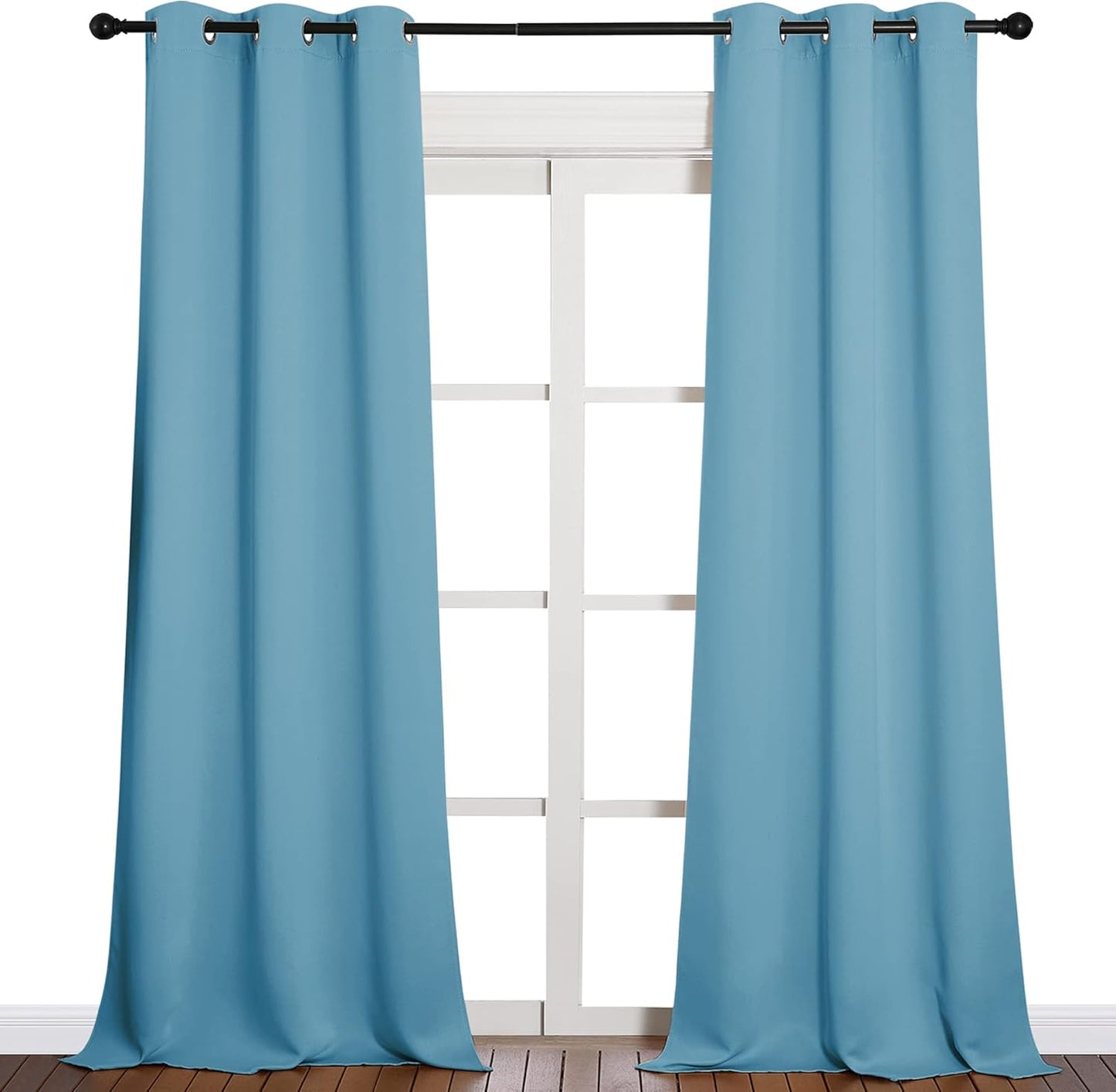 NICETOWN Room Darkening Curtain Panels - Energy-Efficient Drapes for Toddler Boy's Room | Teal Blue, 42" W x 90" L, 2 Panels