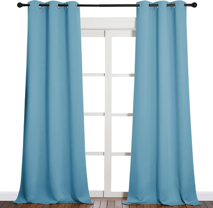 NICETOWN Room Darkening Curtain Panels - Energy-Efficient Drapes for Toddler Boy's Room | Teal Blue, 42" W x 90" L, 2 Panels