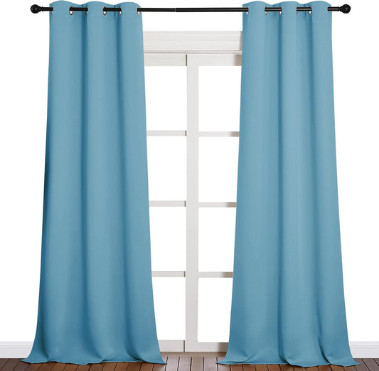 NICETOWN Room Darkening Curtain Panels - Energy-Efficient Drapes for Toddler Boy's Room | Teal Blue, 42" W x 90" L, 2 Panels