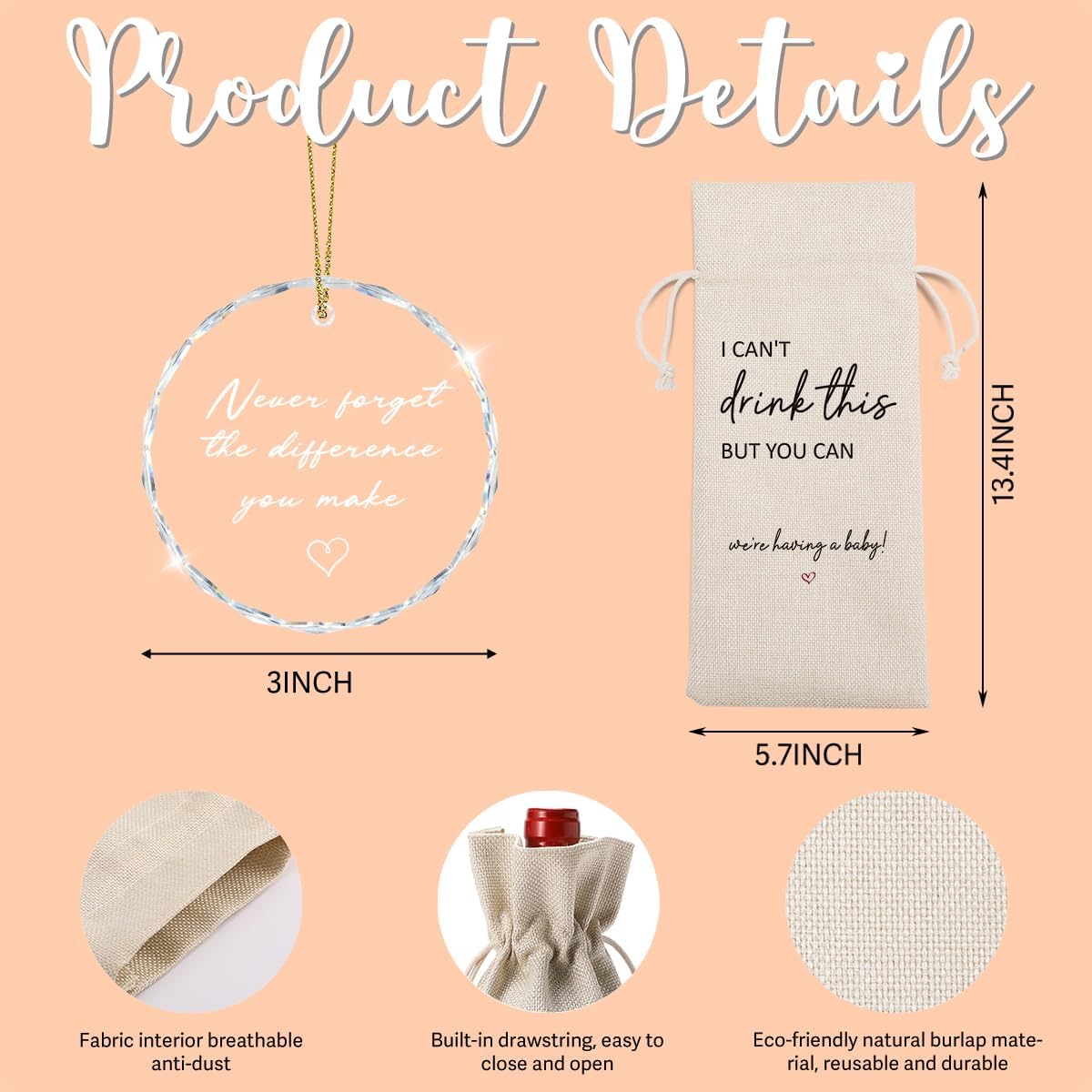 XFW Funny New Chapter Wine Bag New Beginnings Gifts for Women Men Thank You Gift for Teacher Employee Coworker Friend Never Forget The Difference You Make Hanging Ornament