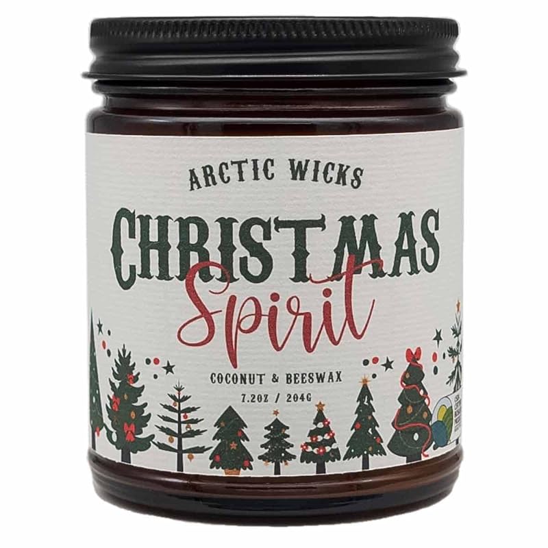 Coconut Beeswax Candle 9oz Amber, Non-Toxic Clean Burn – Scented Christmas Spirit