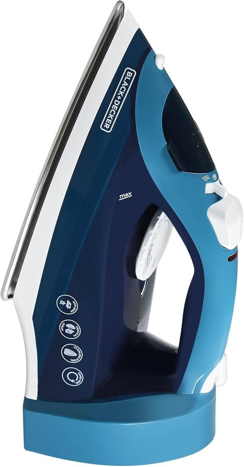 BLACK+DECKER Steam Iron - 1200W Vertical Steaming with Retractable Cord & Anti-Drip Design