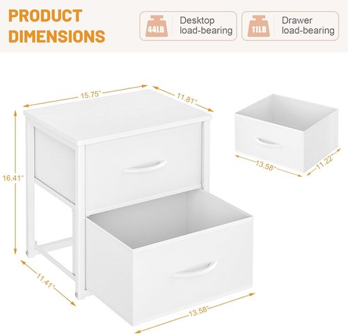 DAOUTIME Stackable Storage Drawers - 4 Drawer White Closet Organizer with Wooden Top & Metal Frame