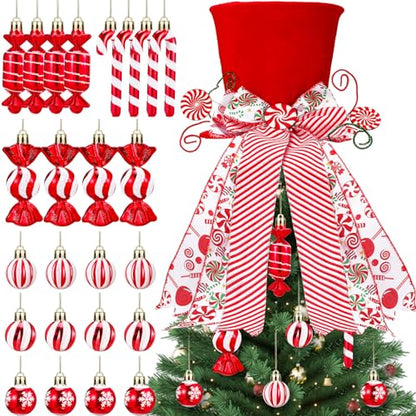 Christmas Candy Cane & Tree Topper Set - Holiday Decor