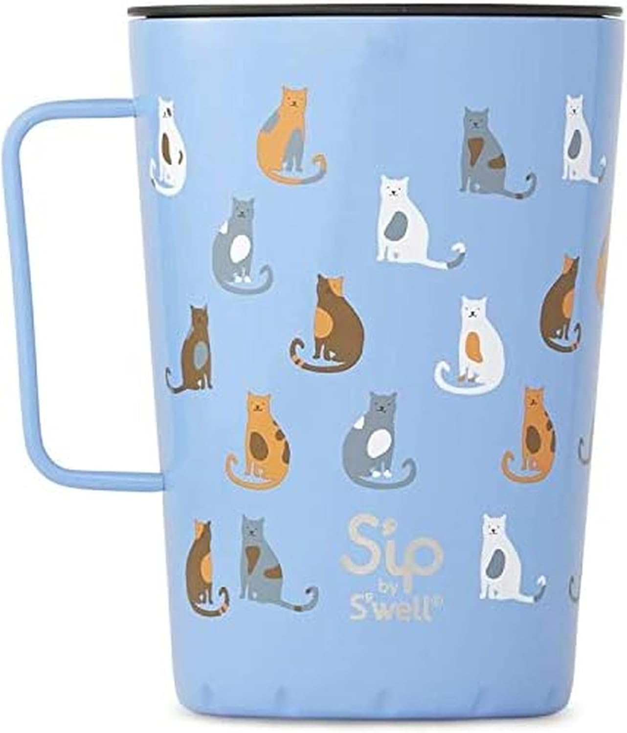 S'ip by S'well Stainless Steel Takeaway Mug - 15 Fl Oz - Purrfect Morning - Double-Layered Vacuum-Insulated Travel Mug Keeps Coffee,and Drinks Cold for 10 Hours and Hot for 2 - BPA-Free Water Bottle