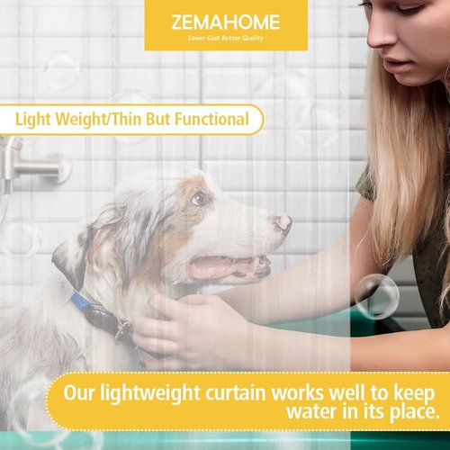 ZEMAHOME Clear PEVA Plastic Shower Curtain Liner Premium Light Weight 72" x 72" Transparent Bathroom Shower Showroom Curtain Liner with Rustproof Metal Gromments and Weighted Magnet