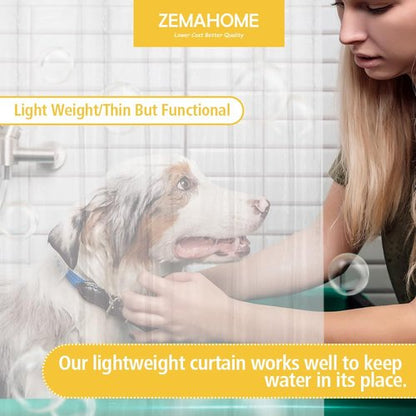 ZEMAHOME Clear PEVA Plastic Shower Curtain Liner Premium Light Weight 72" x 72" Transparent Bathroom Shower Showroom Curtain Liner with Rustproof Metal Gromments and Weighted Magnet
