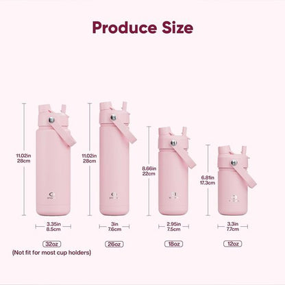 ENCOOL Insulated Water Bottle - Leak-Proof Stainless Steel with Straw | Keeps Drinks Cold for 24 Hours (26 oz, Cotton Candy)