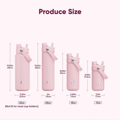 ENCOOL Insulated Water Bottle - Leak-Proof Stainless Steel with Straw | Keeps Drinks Cold for 24 Hours (32 oz, Cotton Candy)