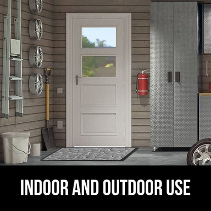 GORILLA GRIP 100% Waterproof All-Season WeatherMAX Doormat 35x23, US Designed Natural Rubber, Stain and Fade Resistant, Low Profile Indoor Outdoor Door Mats, Easy Clean Patio Mat, Light Gray Bones