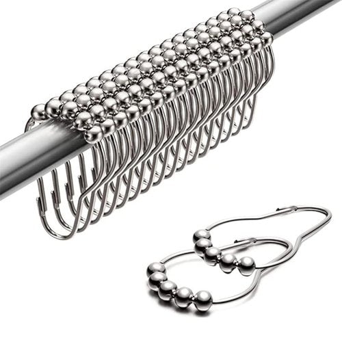BeGrit Metal Shower Curtain Hooks Rings 18-Pack Bath Curtain Hooks for Bathroom Shower Rod
