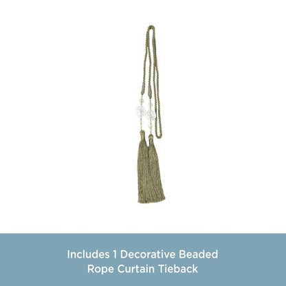 Kenney KN99811 Small Decorative 22" Beaded Rope Tassel Tieback for Curtains and Drapes, 1-Pack, Sage