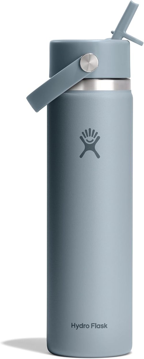 Hydro Flask Water Bottle - Insulated Stainless Steel - 24 Oz Leakproof Wide Straw Lid in Shale Gray