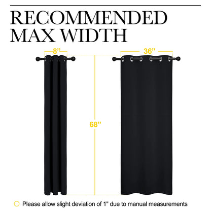 NICETOWN Bathroom Blackout Thermal Curtains and Drapes, Black Solid Thermal Insulated Grommet Blackout Drapery Panels for Window (2 Panels, 42 inches Wide by 68 inches Long, Black)