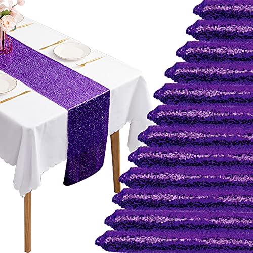 Purple Sequin Table Runner 12x108 Inches - Pack of 12 for Weddings & Parties