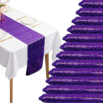 Purple Sequin Table Runner 12x108 Inches - Pack of 12 for Weddings & Parties