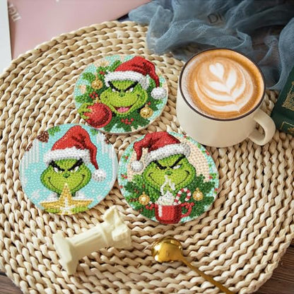 Christmas Diamond Art Coasters Kit 8 Pieces with Holder - JXBD155-US