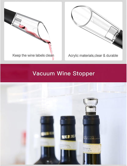 Wine Opener Set, IPEROT Air Pressure Pump Bottle Opener with Foil Cutter, Aerator Pourer, Vacuum Stopper(4PCS), Simple Cork Remover, Efficient Corkscrew Bottle Opener, Great for Wine Lovers