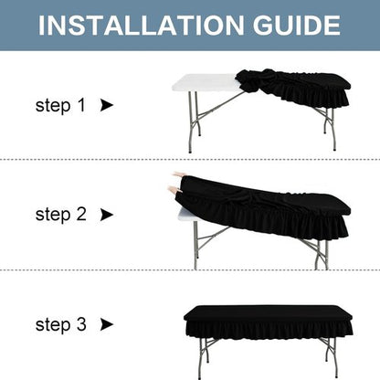 4ft Black Stretch Tablecloth by [Brand Name] - Waterproof, Wrinkle-Resistant Design for Events