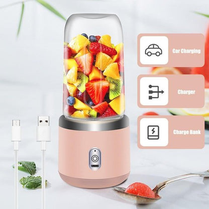 Blender for Shakes and Smoothies, 400ml, 2 To-Go Portable Cups with Lid, Personal Blender, Easy to Clean, for Kitchen, Juices, Baby Food, Mixer (Pink)