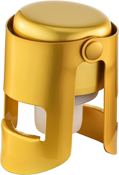 Champagne Stoppers with Stainless Steel Champagne Saver with Food Grade Silicone Leak proof Keep Fresh Suitable for Champagne, Cava, Prosecco and Sparkling(Gold, 1 Pack)