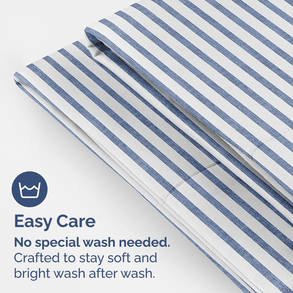 Skiennix Body Pillowcases Set of 2 | Soft, Wrinkle-Free 20x54 Pillow Covers for Side Sleepers - Blue Stripes