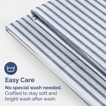 Skiennix Body Pillowcases Set of 2 | Soft, Wrinkle-Free 20x54 Pillow Covers for Side Sleepers - Blue Stripes