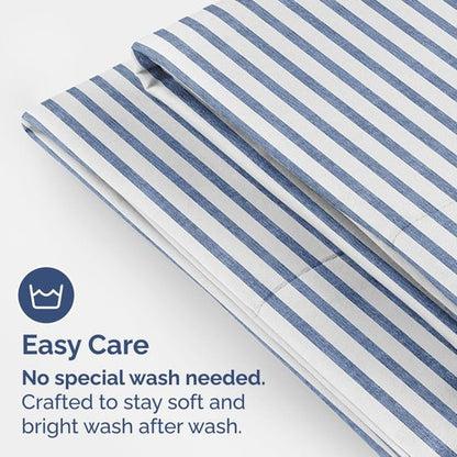 Standard Pillow Cases Set of 2 - Ultra-Soft Hotel Quality Pillowcase Covers - Comfy & Wrinkle Free - Stain and Fade Resistant - Machine Washable Pillow Protectors - 2 Piece Set - Blue Stripes 2
