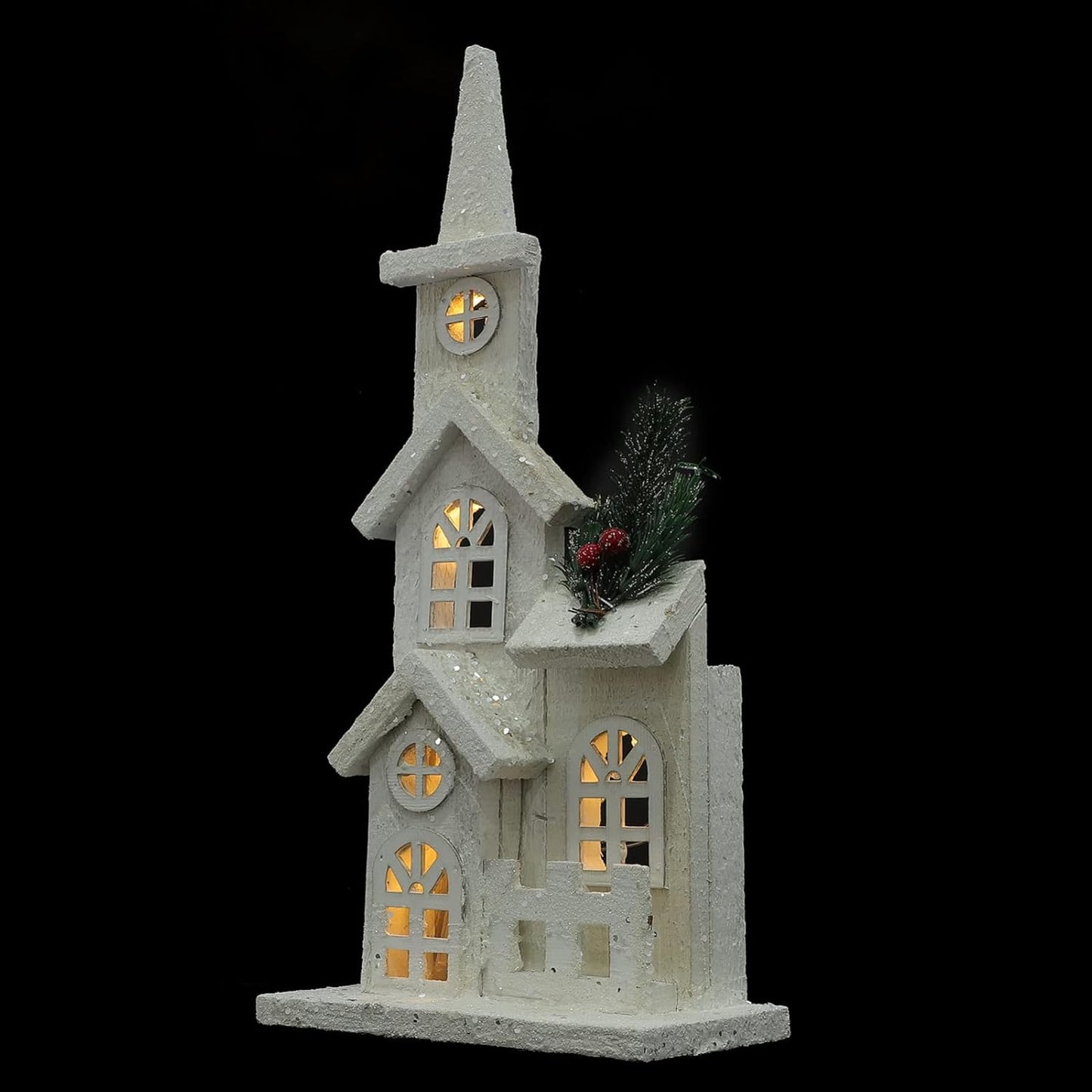 NUOBESTY Christmas LED Church Light House - Snow Scene Desktop Ornament for Holiday Home Decor