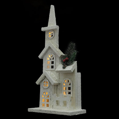 NUOBESTY Christmas LED Church Light House - Snow Scene Desktop Ornament for Holiday Home Decor
