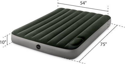Intex Dura-Beam Standard Downy Air Mattress - Full Size with Built-in Foot Pump | 10in Height, 300lb Capacity