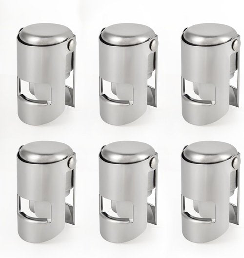 I-MART Pack of 6 Stainless Steel Champagne Stoppers, Prosecco, Sparkling Wine Bottle Stopper, Cork