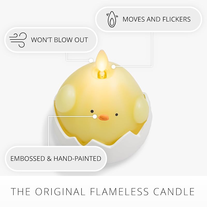 Yellow Hatching Easter Chick Flameless Candle by Luminara - 3.3 x 4.3 in, Real-Flame LED