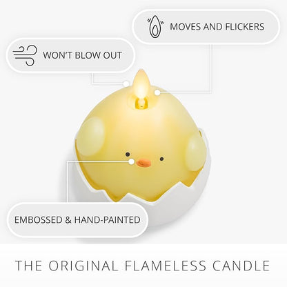 Yellow Hatching Easter Chick Flameless Candle by Luminara - 3.3 x 4.3 in, Real-Flame LED