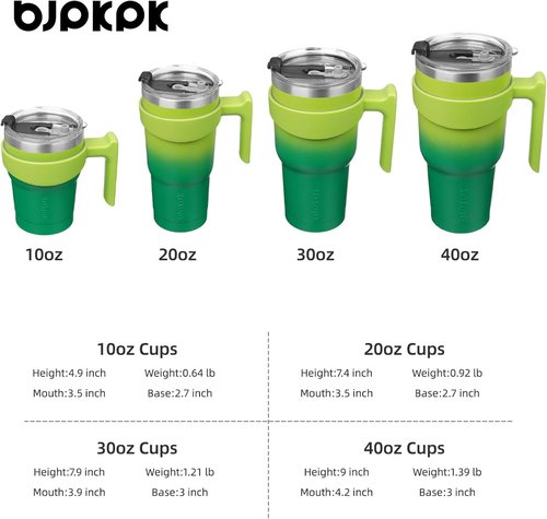 BJPKPK 40 oz Insulated Tumbler With Handle - Stainless Steel Travel Mug in Bamboo Grove