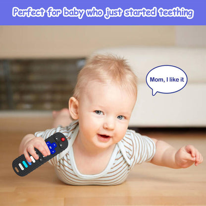 ROBBEAR Baby Teething Toys - Food Grade Silicone Teether in TV Remote Shape | BPA Free, Pink & Blue