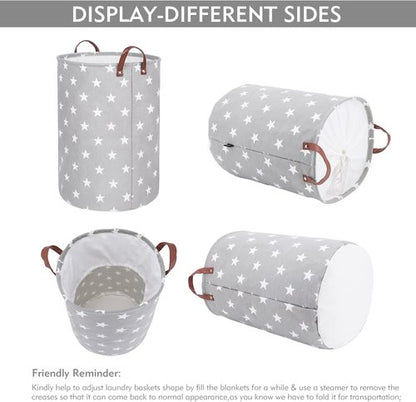 DOKEHOM 24-Inch Extra Large Laundry Basket - Collapsible Hamper with Lid & Handle (Grey Star)