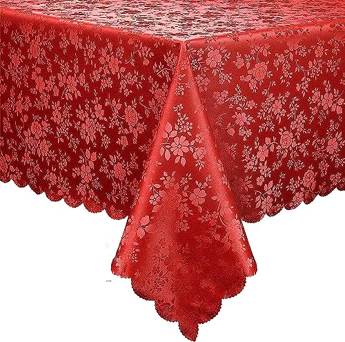 Red Waterproof Heavy Duty Vinyl Rectangular Tablecloth 70 x 120 Inches