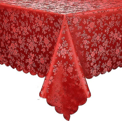 Red Waterproof Heavy Duty Vinyl Rectangular Tablecloth 70 x 120 Inches