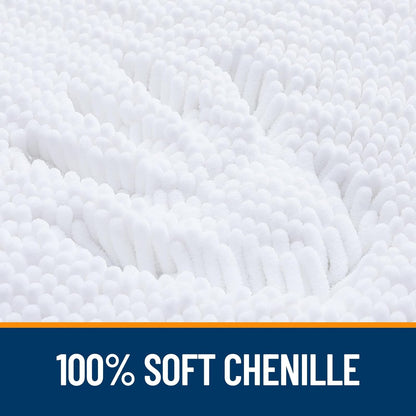 OLANLY Large Bathroom Rugs - Extra Soft Chenille Bath Mats | Quick Dry, Machine Washable, 40x32, White