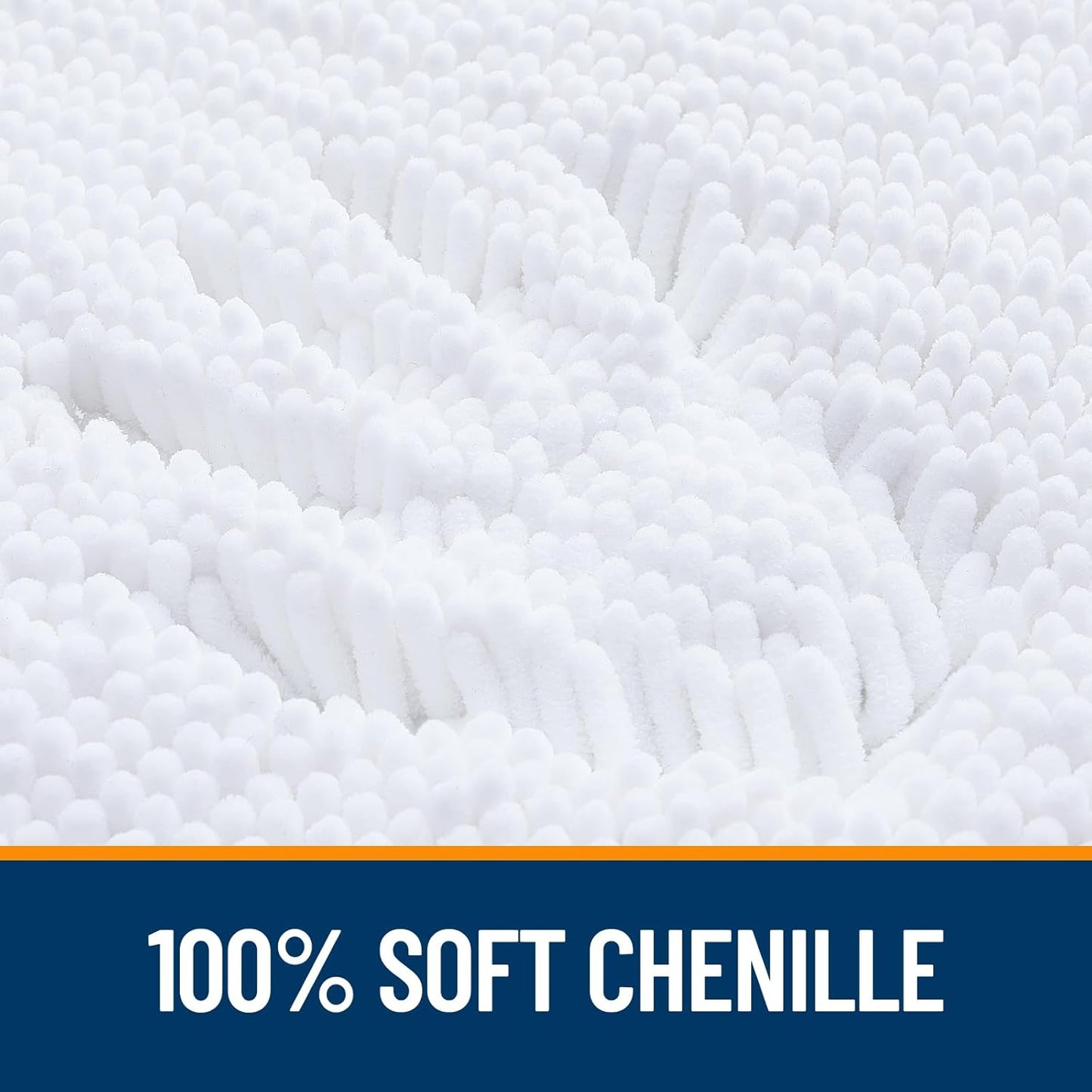 OLANLY Bathroom Runner Rugs - Extra Soft Chenille Bath Mats | 47x24, Quick Dry, Machine Washable, White