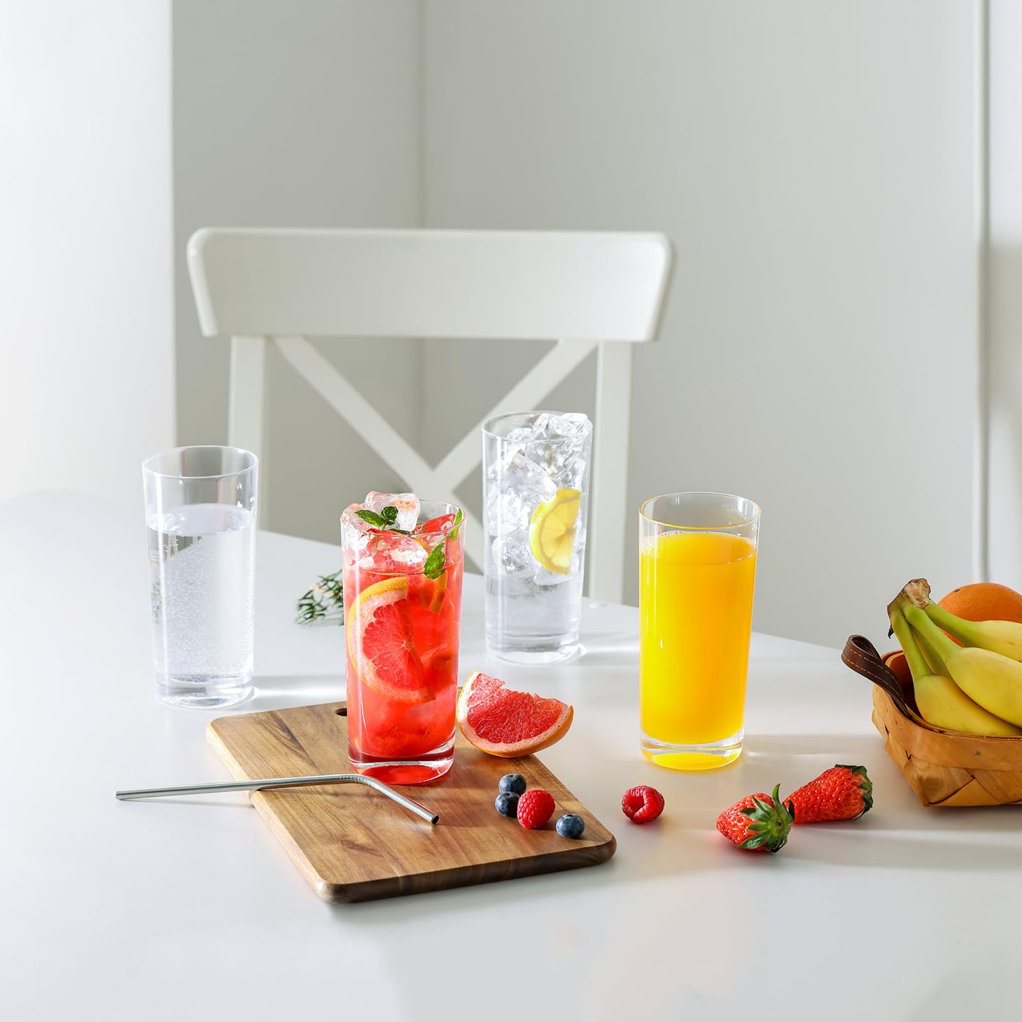 OUWO Highball Glasses Set of 6, 16oz Tall Drinking Glasses, Water Glass for Kitchen, Tom Collins Glasses, Mojito Glass Cups, Cocktail Glasses for Bar Glassware