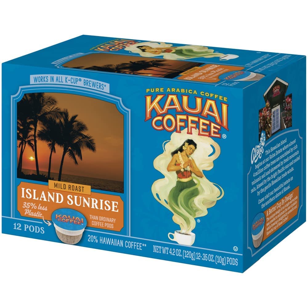 Kauai Coffee Single-serve Pods, Island Sunrise Mild Roast, Premium Coffee from Hawaii’s Largest Coffee Grower, 12 Count (Pack of 2), 4.2 Ounce, 1